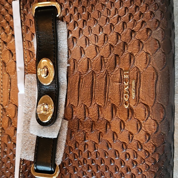 Coach Blake Crossbody Bag Metallic Snake Embossed Bronze Leather Gold Hdwr NWT - Picture 9 of 16